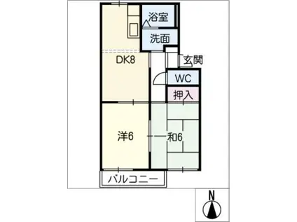 プレジール花池(2DK/2階)の間取り写真