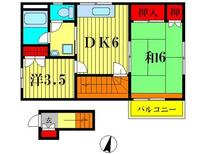 LCレジデンス(2DK/2階)の間取り写真