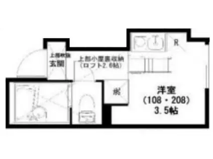 プライムテラス南林間II(ワンルーム/2階)の間取り写真