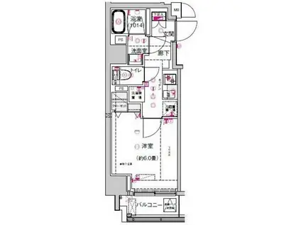 スクエアシティ川崎東田町(1K/6階)の間取り写真