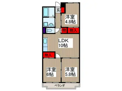 グランドカ―サ 武蔵野(3LDK/5階)の間取り写真