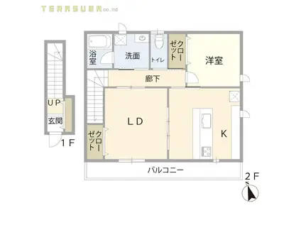 ヴィラGSTAR(2LDK/2階)の間取り写真