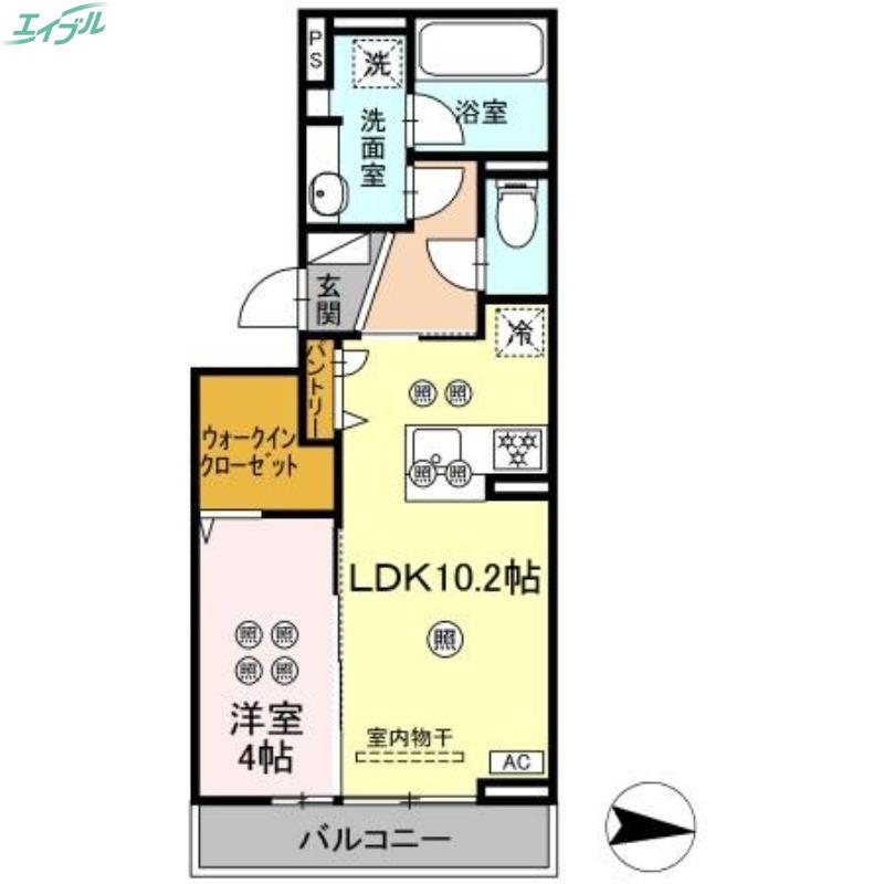 オベリオ(1LDK/3階)の間取り写真