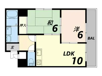 ロイヤルコーポ東雲(2LDK/6階)の間取り写真