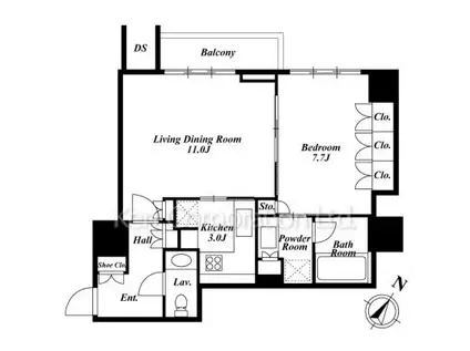 パークハウス赤坂氷川(1LDK/7階)の間取り写真