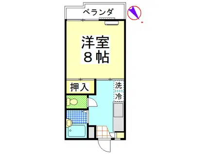 ヒロハウス(1K/2階)の間取り写真