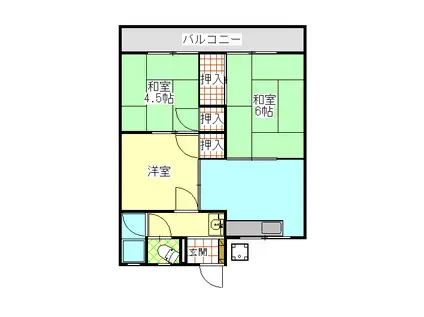 マンション輝(3DK/1階)の間取り写真