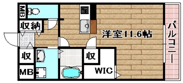 ヴィラソレーユ高槻町(1K/3階)の間取り写真