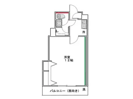 第16ユーセードムス(ワンルーム/1階)の間取り写真