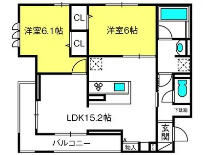 ヴィアレットVIII(2LDK/2階)の間取り写真