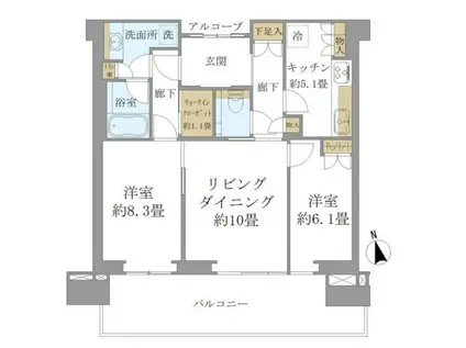 グラングリーン大阪 THE ノース RESIDENCE(2LDK/19階)の間取り写真