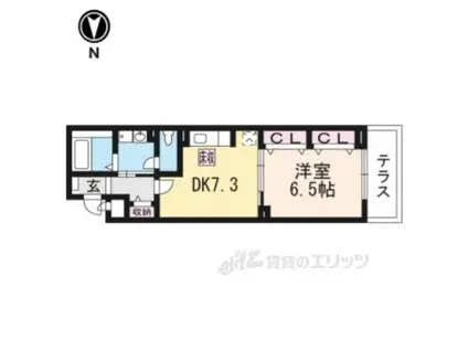 プレッソ・ロートⅢ(1DK/1階)の間取り写真