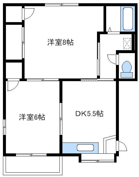 ホワイトハウスA(2DK/2階)の間取り写真