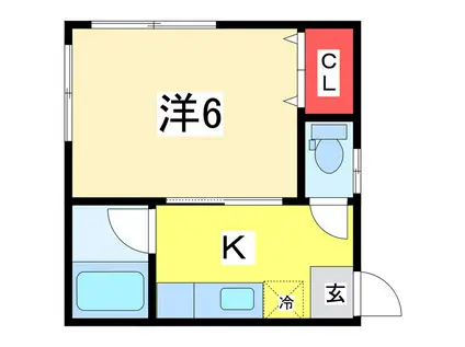 プラグイン関屋大川(1K/1階)の間取り写真