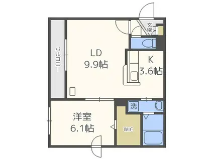 クレストハウス1816(1LDK/1階)の間取り写真