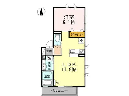 パレス境南町(1LDK/3階)の間取り写真
