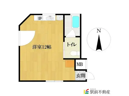 青木ビル(ワンルーム/3階)の間取り写真