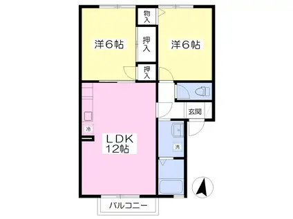 ウィルコート桜台(2LDK/2階)の間取り写真