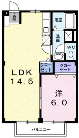 武中ハイツ(1LDK/1階)の間取り写真