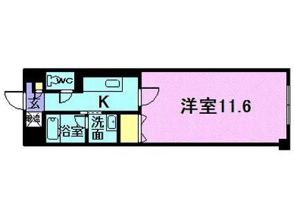 NRグランディール万代(1K/2階)の間取り写真