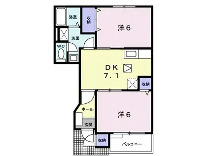 ポロディジューロジュマン(2DK/1階)の間取り写真