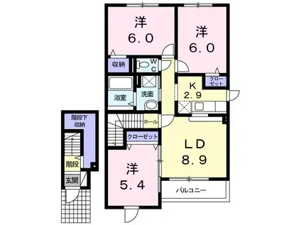ベイサイトI(3LDK/2階)の間取り写真