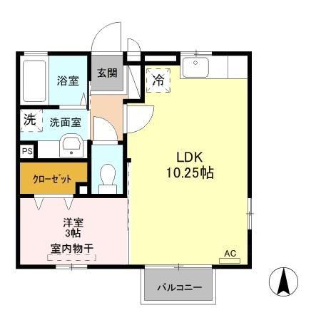 グランモア・テクノ(1LDK/2階)の間取り写真