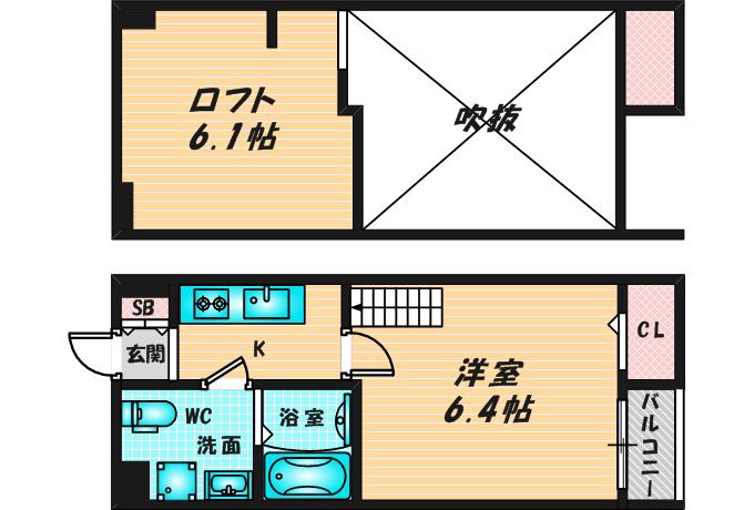 ノスタルジック金岡(1K/2階)の間取り写真