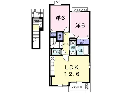 シュッド(2LDK/2階)の間取り写真