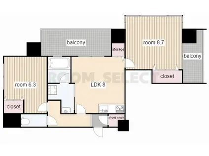 さくらHILLS NAGOYA ウエスト(2LDK/9階)の間取り写真