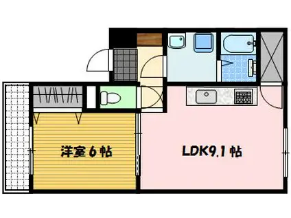 ファミール白鳥(1LDK/2階)の間取り写真
