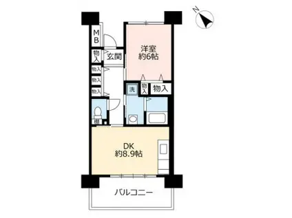 UR 浜甲子園なぎさ街25(1DK/11階)の間取り写真