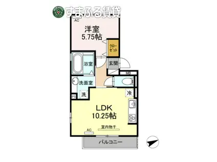 ハイツ岡崎柱 東棟(1LDK/2階)の間取り写真