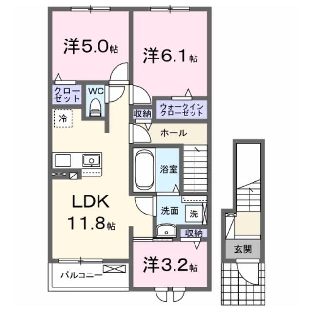ポルトII(3LDK/2階)の間取り写真