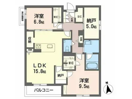 シャーメゾン阪南ガーデン(2SLDK/4階)の間取り写真