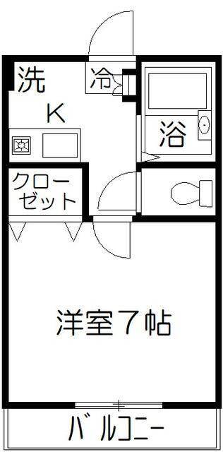 マーブル武蔵浦和(1K/1階)の間取り写真