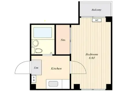 メゾン白子(1K/2階)の間取り写真