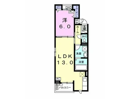 パーク ビュー(1LDK/2階)の間取り写真