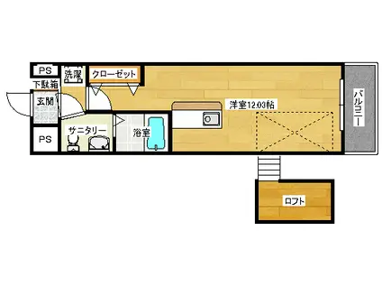 S-FORT鶴見町(ワンルーム/7階)の間取り写真