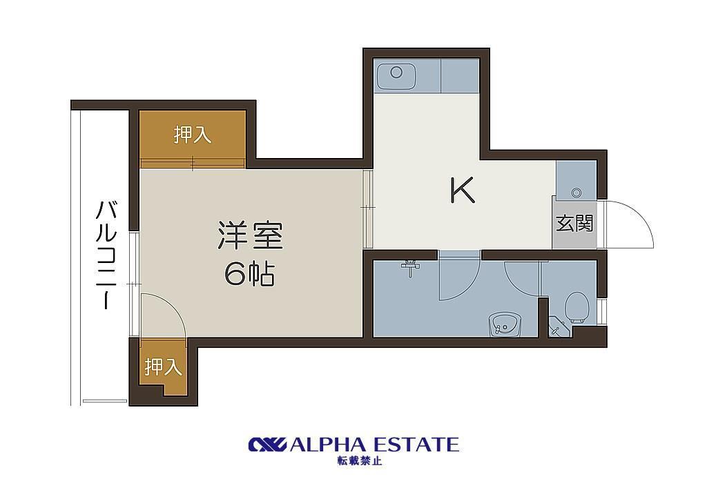 KS高麗(1K/2階)の間取り写真