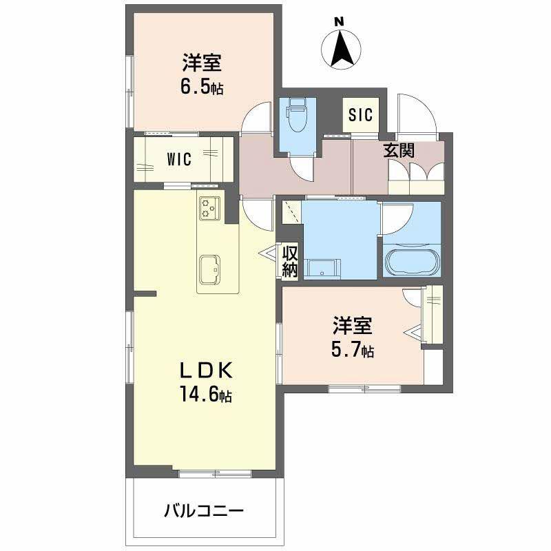 メゾンブランカあびこ南(2LDK/2階)の間取り写真