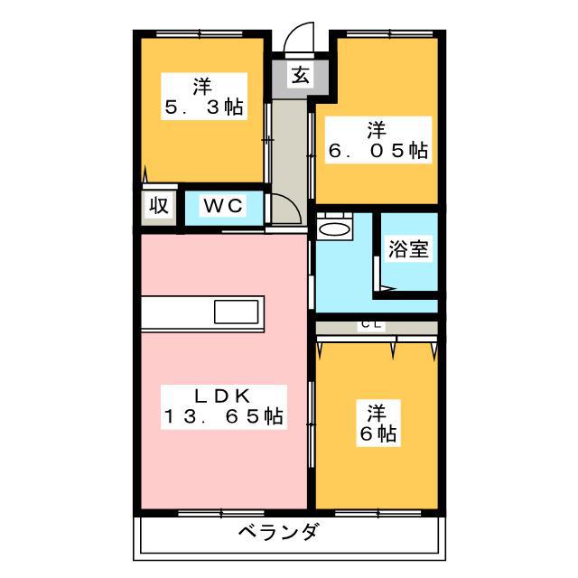 プライムライフ(3LDK/1階)の間取り写真