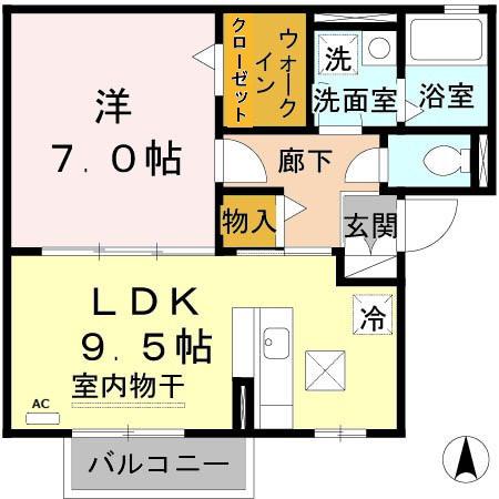 コンサージュ(1LDK/1階)の間取り写真