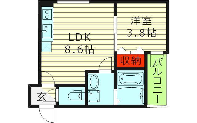 サフィールロジェ大阪城公園(1LDK/1階)の間取り写真