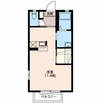 クオーレT(ワンルーム/2階)の間取り写真