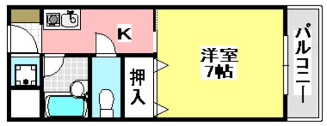 ヴェルドゥール北春日丘(1K/2階)の間取り写真