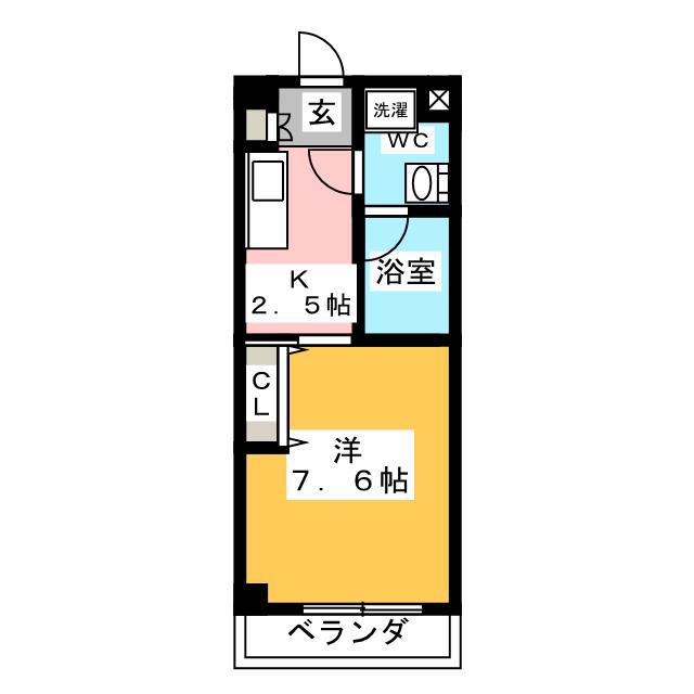 エイムオーエス島崎町マンション(1K/3階)の間取り写真