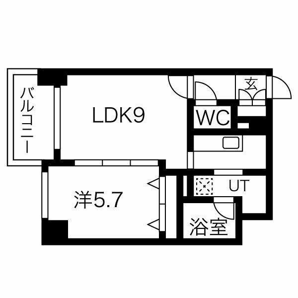 ブラントゥール伏見(1LDK/2階)の間取り写真