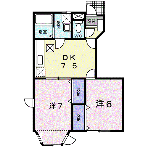 サンパティークI番館(2DK/1階)の間取り写真
