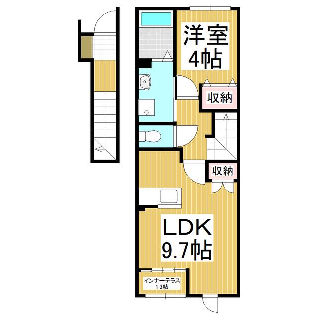 高宮北アパート工事(1LDK/2階)の間取り写真
